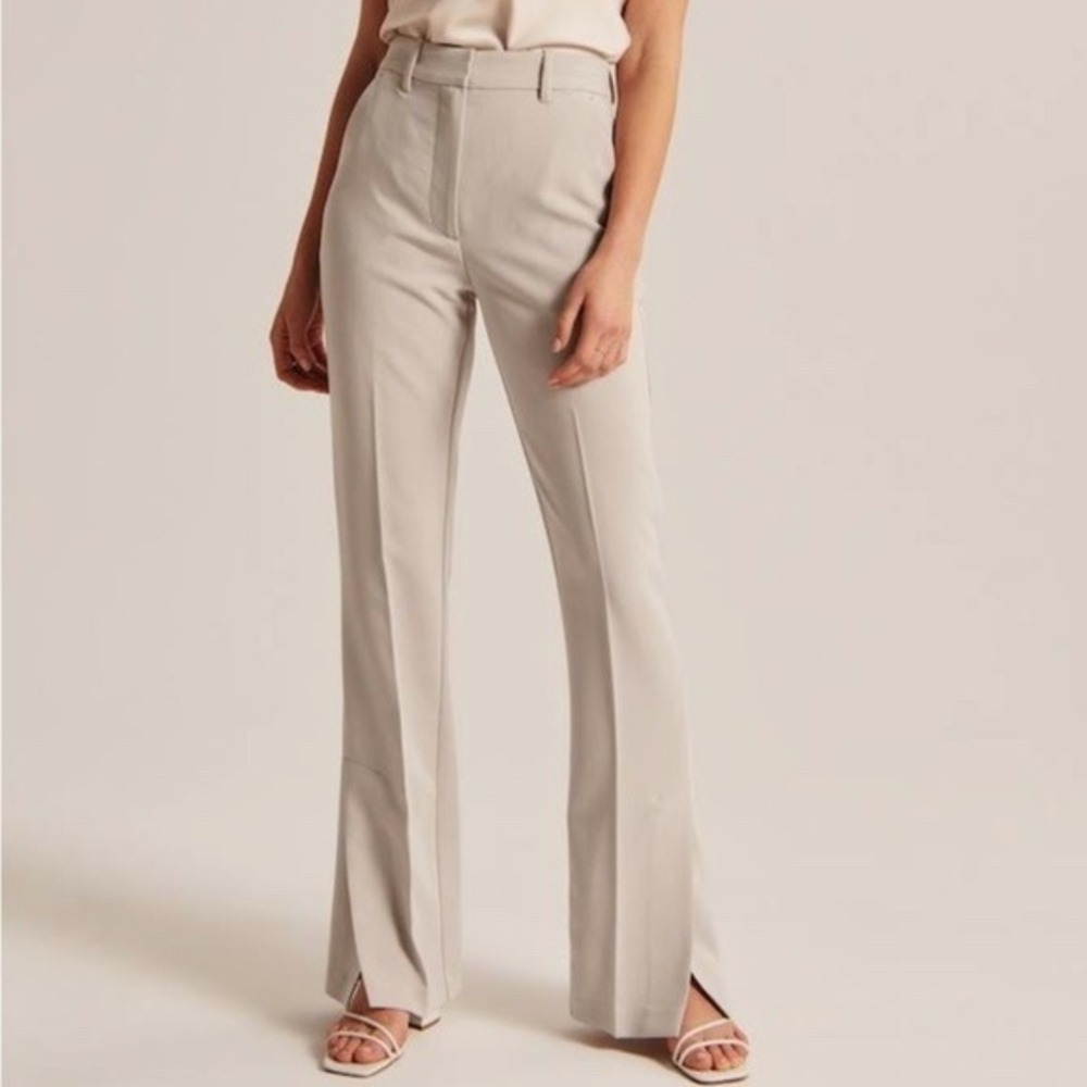 Abercrombie & Fitch Tailored Split Hem Flare Pants Beige Size 8